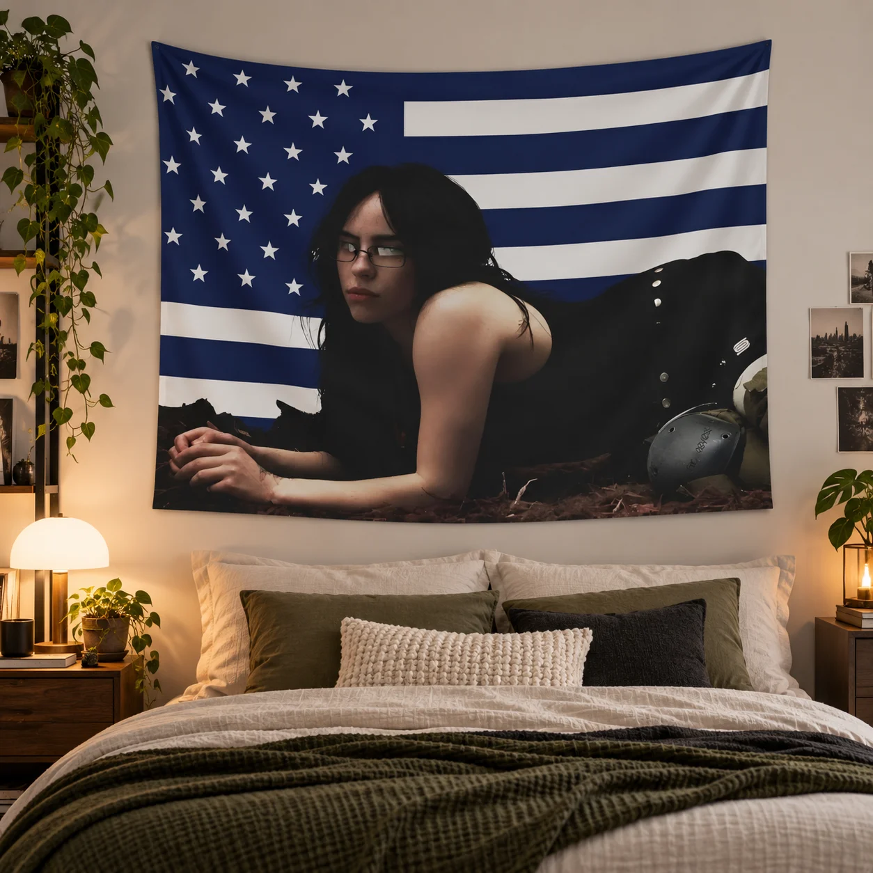 Modern Pop Star Wall Tapestry, Decorative Wall Hanging Blanket, Aesthetic Wall Decor for Bedroom Living Room, American Pop Fan