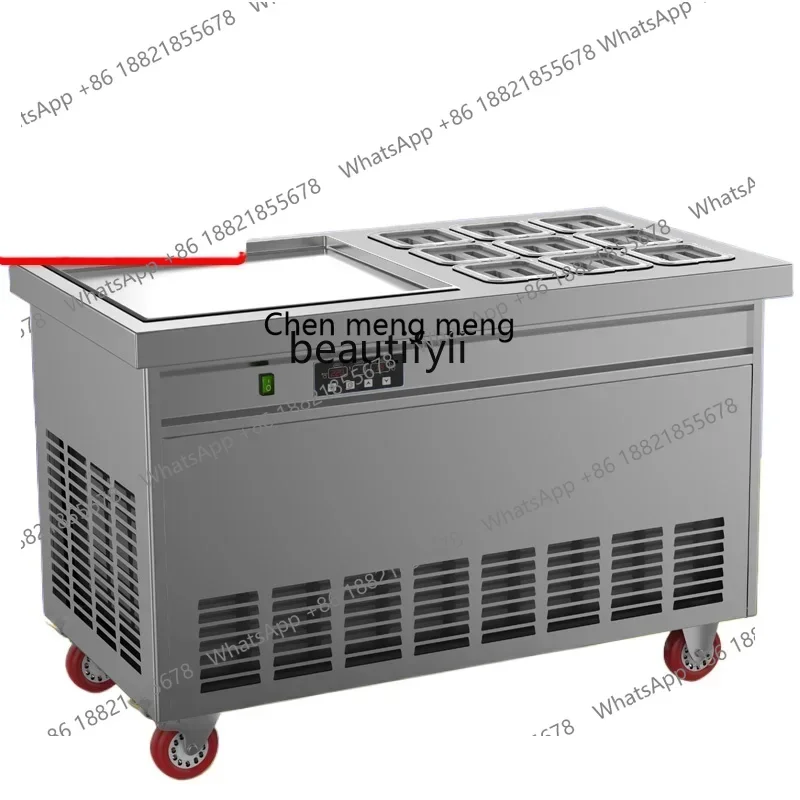 

182Q Intelligent temperature control square pot round pot, fried yogurt machine with stainless steel bucket fried ice cream roll