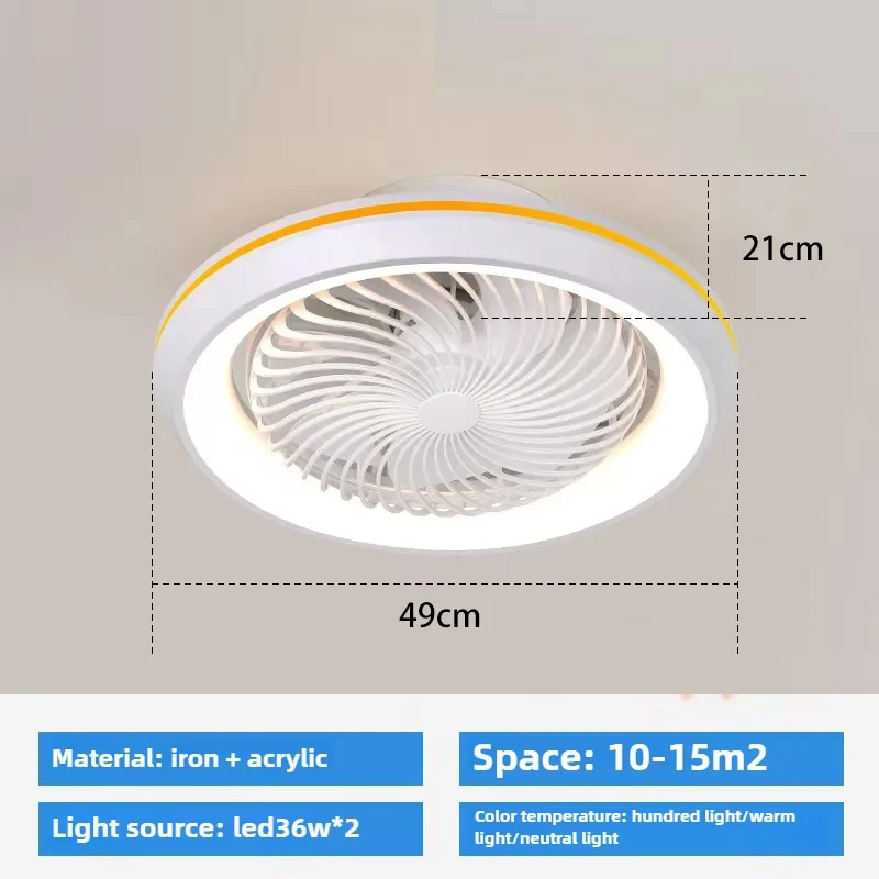 6-snelheden gesloten ronde ventilatorlamp met afstandsbediening, slaapkamerventilatorlicht, woonkamer slaapkamer eetkamer plafondlamp