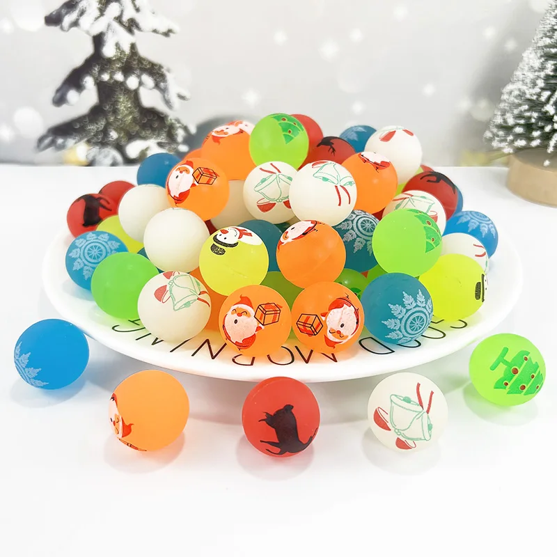 10Pcs Christmas Glow In The Dark Bouncing Balls Snowman Elk Christmas Tree Throwing Indoor Decompression Balls Christmas Gifts