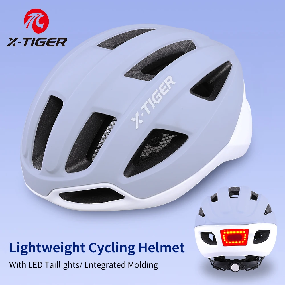 

X-TIGER Cycling Helmet Ultralight One-piece Helmet Adjustable with EPS Cushioning MTB Road Bike helmet with lights Unisex