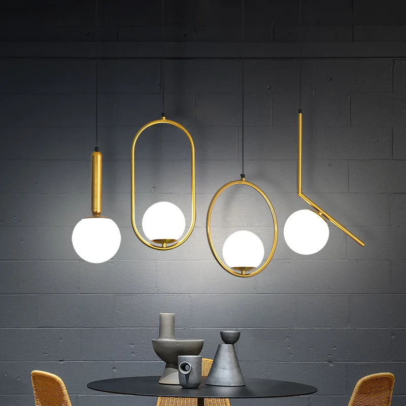 

Nordic Glass Ball Pendant Light Home Living Dining Room Accessories Hanging Lamp Lustre Brass Black Chrome Suspension Luminaire