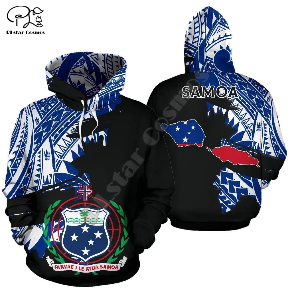 Polynesian Island Samoa Tattoo Flag Tribal Culture Retro Pullover Men/Women 3DPrint Harajuku Long Sleeves Funny Jacket Hoodies K