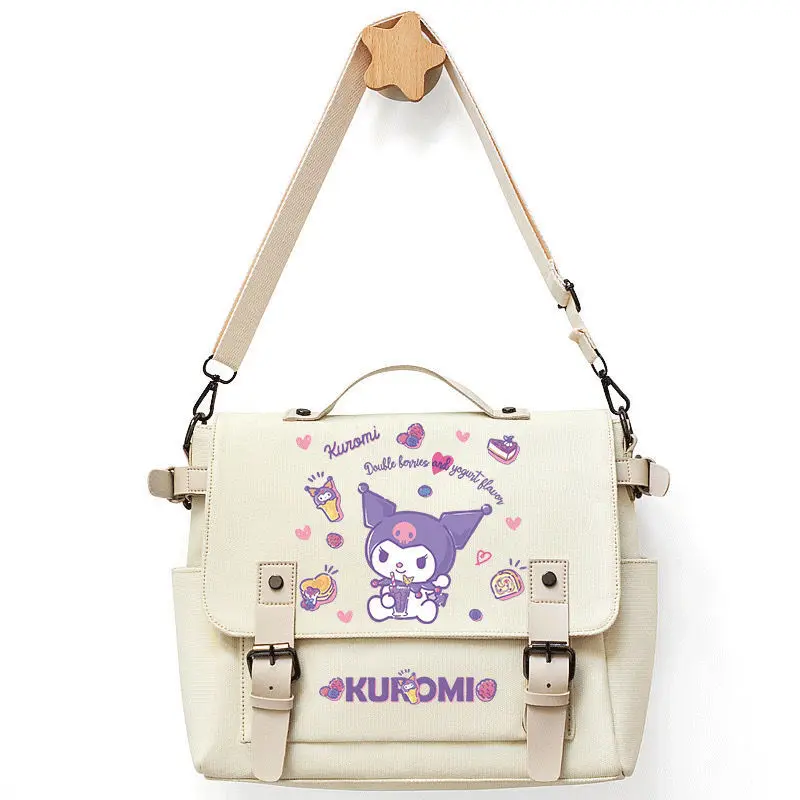 Sanrio Kulomie Cartoon Canvas Leisure Travel Shoulder Bag Large Capacity Comfort Student Crossbody Bag School Bag