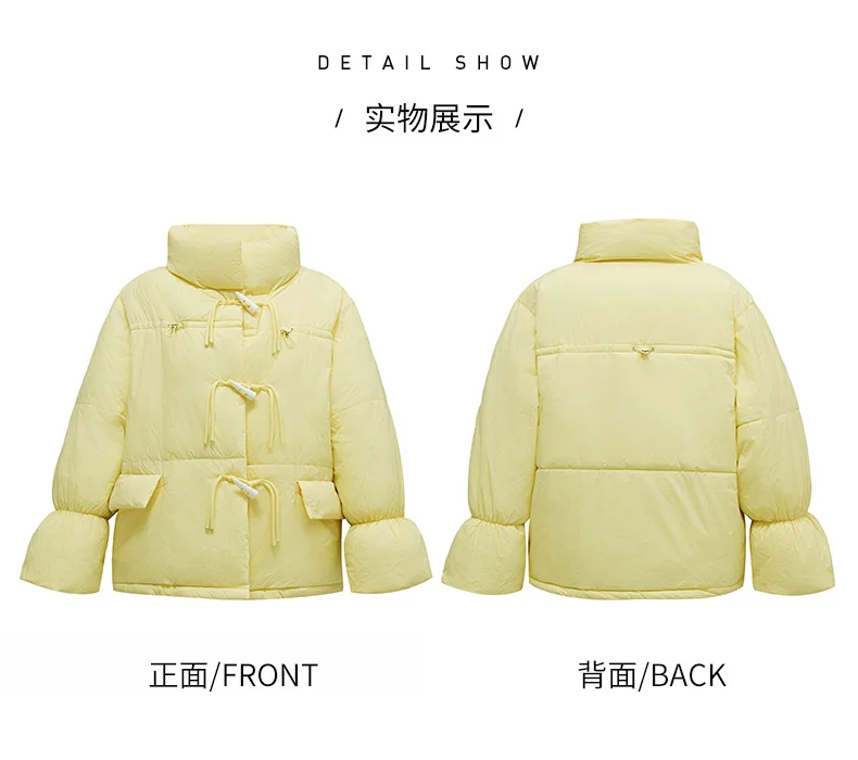 Korean Sweet Short Down Cotton Jacket for Women Stand Collar Toggle Button Puffer Parkas Woman Loose Candy Color Padded Jacket