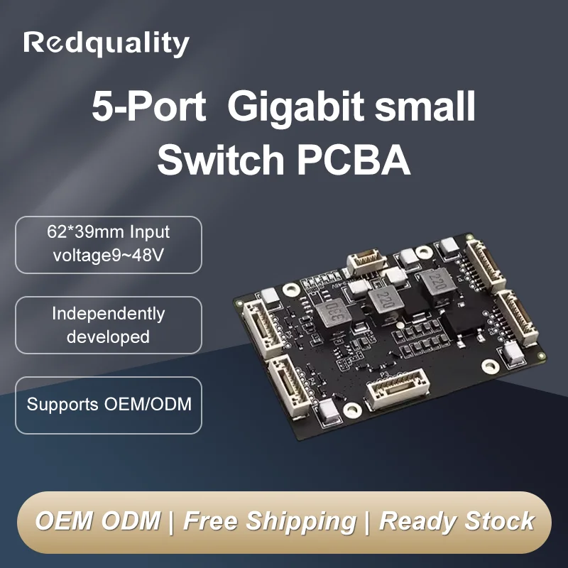 HICOMDATA 5-Port Gigabit Industrial Switch Module PCBA Mini Industrial Switch Mainboard 9-48V Reverse Polarity Protection