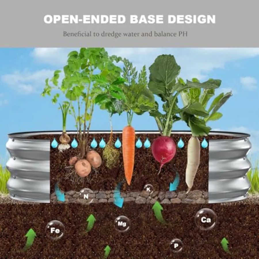 2 Pack 4x2x1FT Galvanized Raised Garden BedsRaised Garden Bed with Safety Edging and Gloves Oval Metal Planter Box for Gardenin