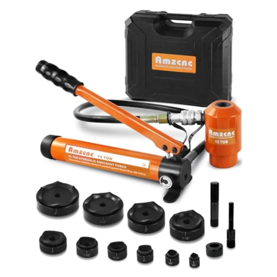 

15 Ton 1/2 Inch to 4 Inch Hydraulic Punch Driver Kit Manual Hole Knockout Puncher Tool w/ 10 Dies 15T(1/2"~4" )