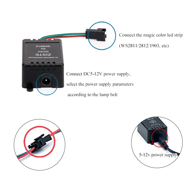 SP106E Music Controller RF Remoter For SK6812 SK6812 WS2811 WS2812B UCS1903 SM16703 Full Color Addressable 600 Pixel LED Strip