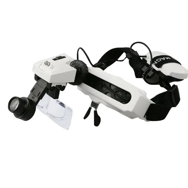 Lupa de cabeça iluminada com lâmpada de luz led jóias lupas lupa terceira mão f ferramenta de reparo de tatuagem de solda