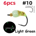 6 piezas, color verde claro, talla 10