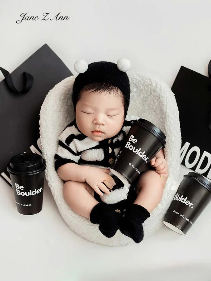 Newborn baby ins style photo props hat+knitted clothes studio shooting clothing