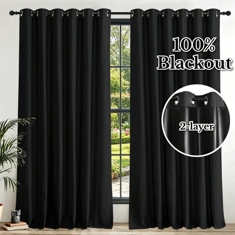Verdunkelungsvorhänge mit Ösen 100% Lichtundurchlässig Thermisch Isolierte Vorhänge für Schlafzimmer Wohnzimmer Verdunkelungsgardinen Türvorhänge