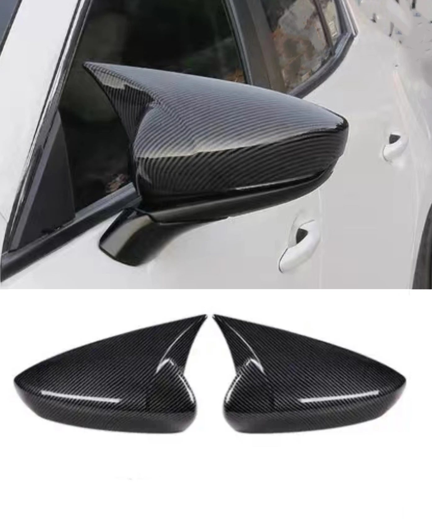 

Rearview Side Mirror Trim Cover For Mazda 3 Axela 2020 2021 2022 Carbon Look Glossy Black Rearview Mirror Caps