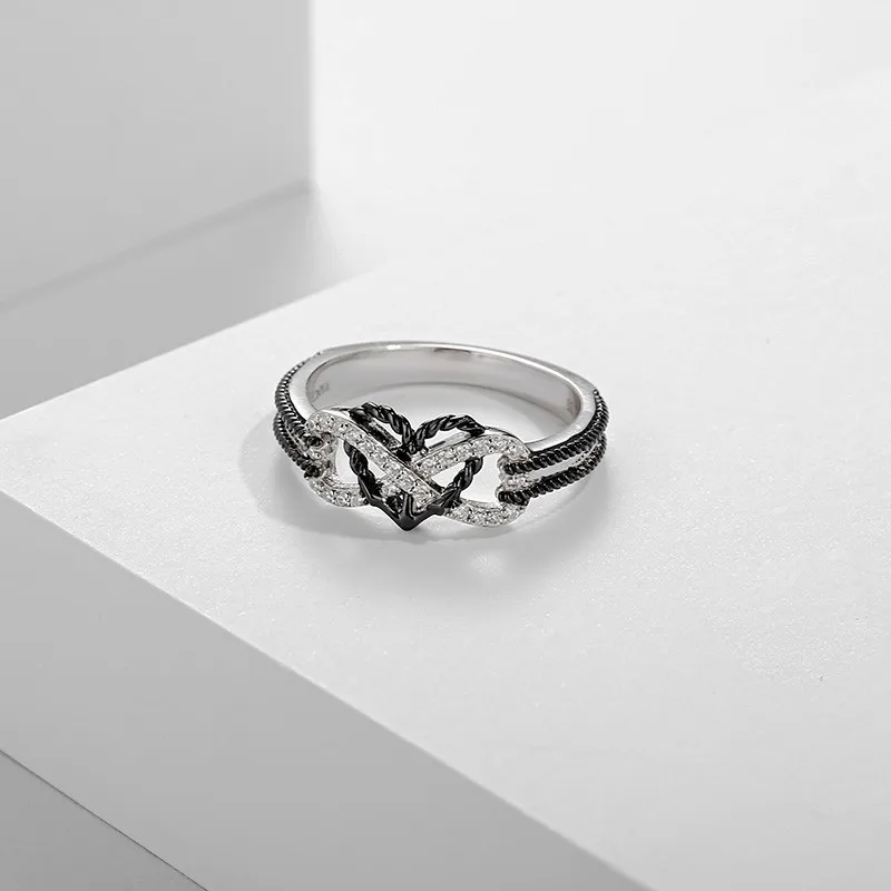 Charm Couple Rings For Men Stainless Steel Celtic Dragon Ring Heart Black Zircon Women Wedding Rings Set Valentine\'s Day Jewelry