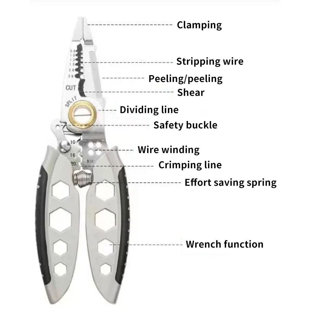 7-inch Multipurpose Wire Stripper Professional Tool Electrician Crimpe Pliers For Wire Stripping Cable Cutters Hand Tool