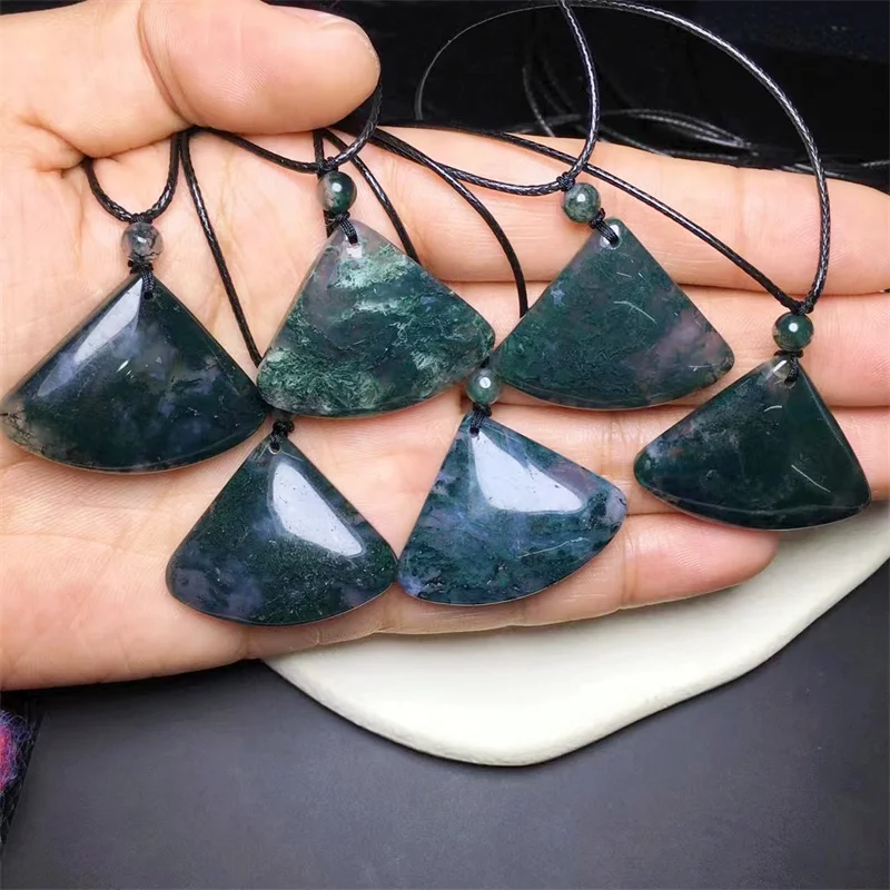 Natural Moss Agate Gingkgo Pendant  Fashion Delicacy Gemston  Jewelry Christmas Gift For Women Man 1Pcs