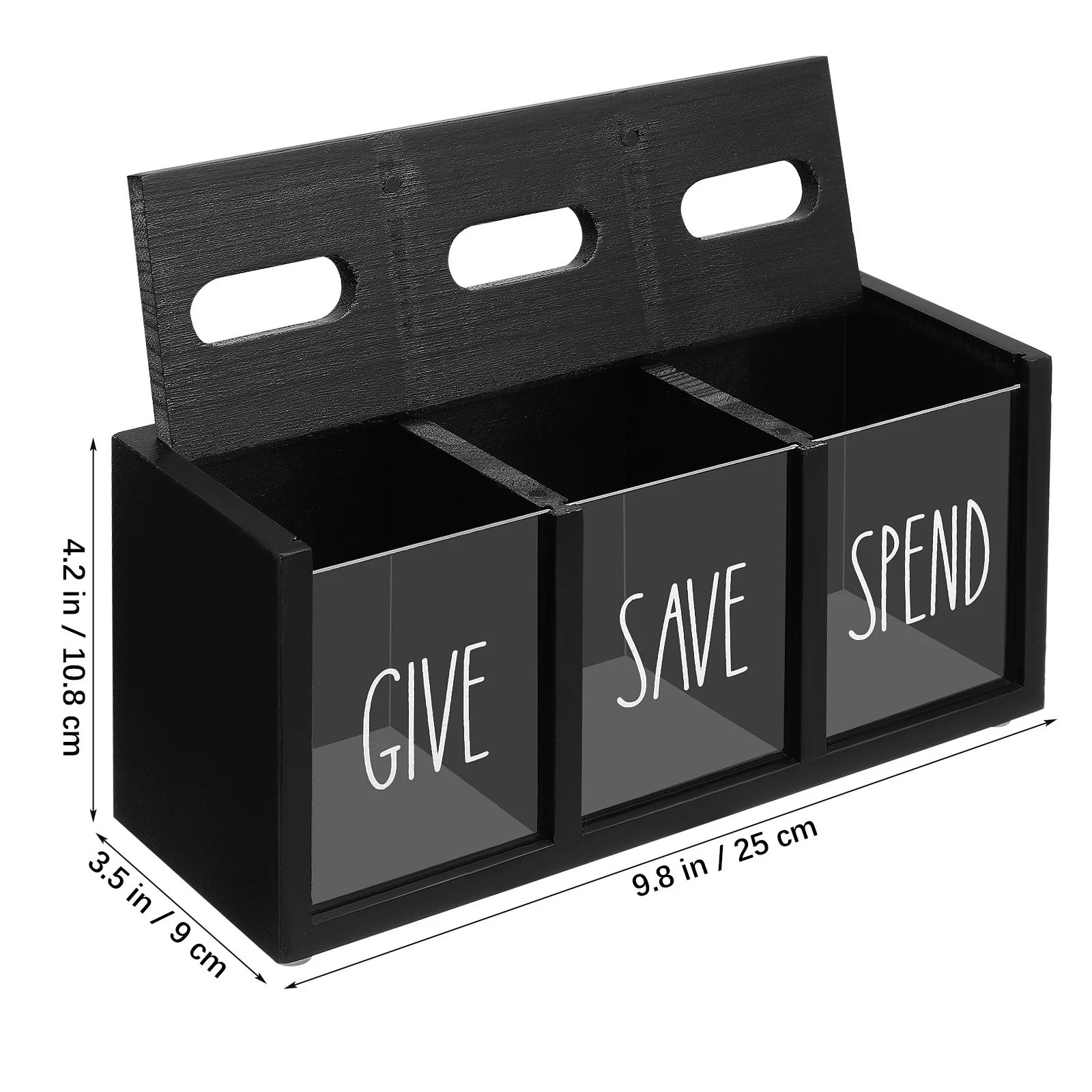 Geldbesparende kinderbox Houten geldhouder met helder zicht aan de voorkant - Bespaar plaatsen Geef ontwerp voor het onderwijzen van financiële verantwoordelijkheid