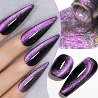 Esmalte de uñas magnético con efecto ojo de gato, 7.5ML, arcoíris brillante, rosa púrpura, láser, gel UV, para manicura.