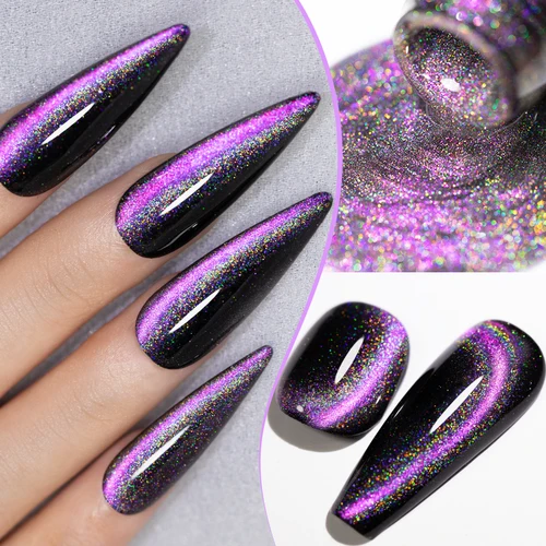 Imagen 1 del producto Esmalte de uñas magnético con efecto ojo de gato, 7.5ML, arcoíris brillante, rosa púrpura, láser, gel UV, para manicura.