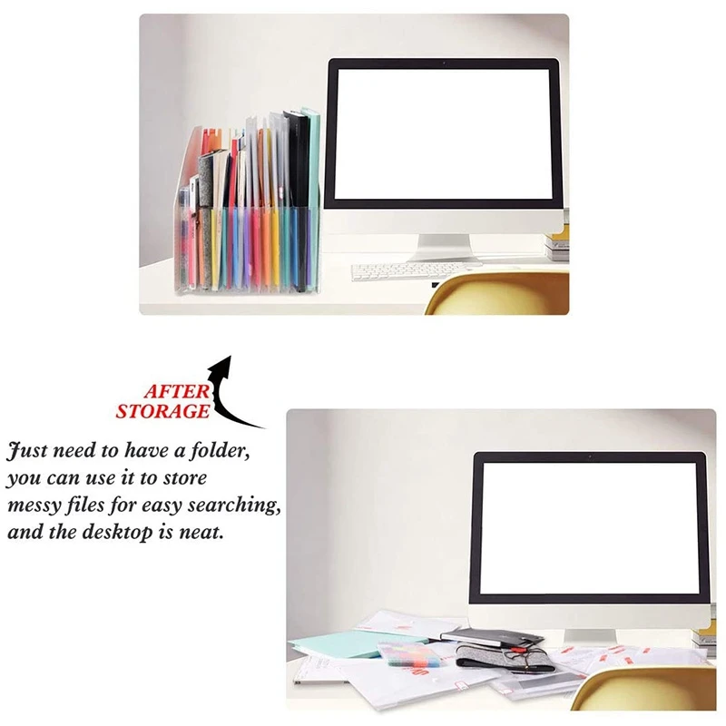 4X Expanding File Holder Folder Standing A4 Vertical File Organizer Magazine Basket Desktop 13 Pockets File Holder