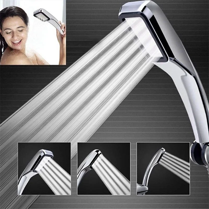 Bathroom Shower Head 300-Hole Square Hand-Held Pressurized Shower Nozzle Bath Pressurized Shower Head Water-Saving