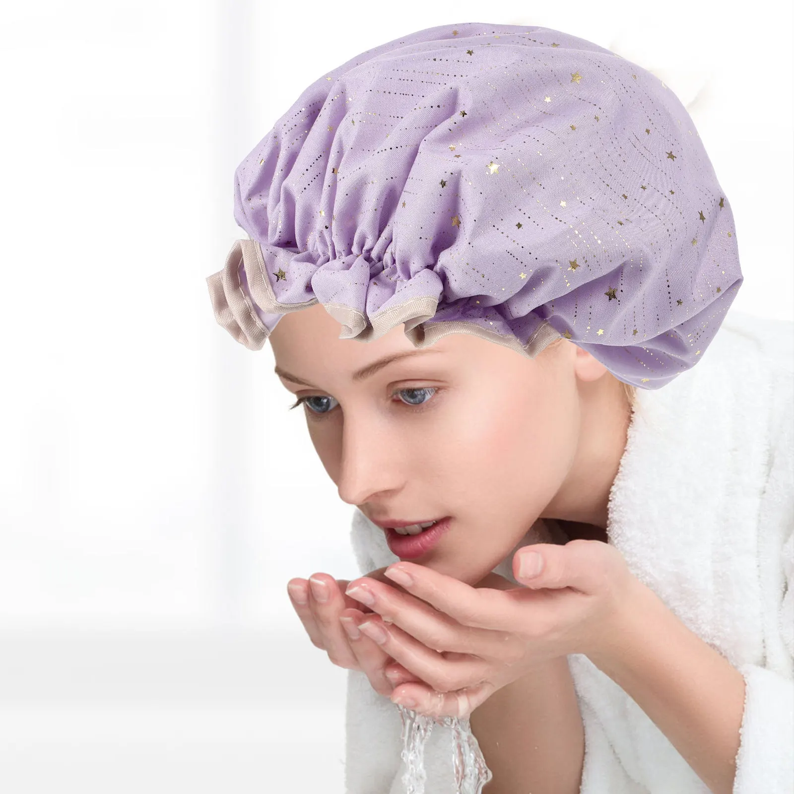 

3Pcs Bathing Caps Waterproof Shower Hats Thick Wear-Resistant Bath Caps for Makeup Spa Sleep Travel Suitable for Adults and Kids