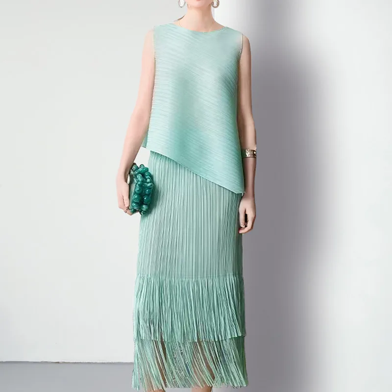 HKSH Spring Summer New Women Tide Young Style Y2K Contracted Fashion Ins Elegant Temperament Pleated Fabricevening Dress HK5086