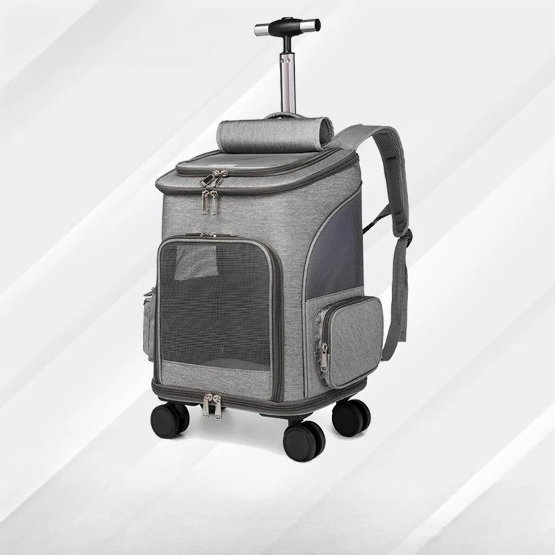 

Cat Pet Rolling Backpack Convenient Cat Carrier for Pets When Out and About Suitcases Breathable Folding Cat Backpack
