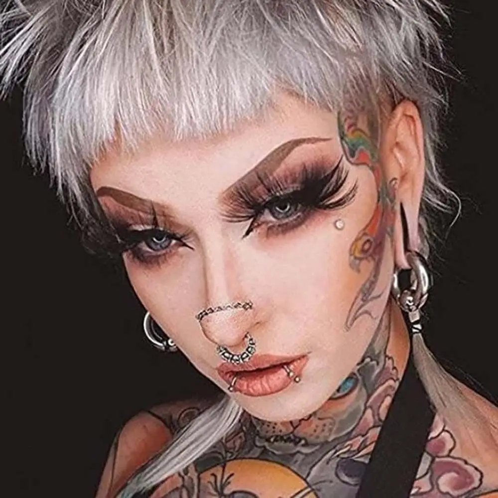 Hop Mannen Neusgat Bal Liefde Hart Ketting Septum Ringen Rvs Neus Stud Neus Piercing Ring Dubbele Neus Ketting Septum Ringen