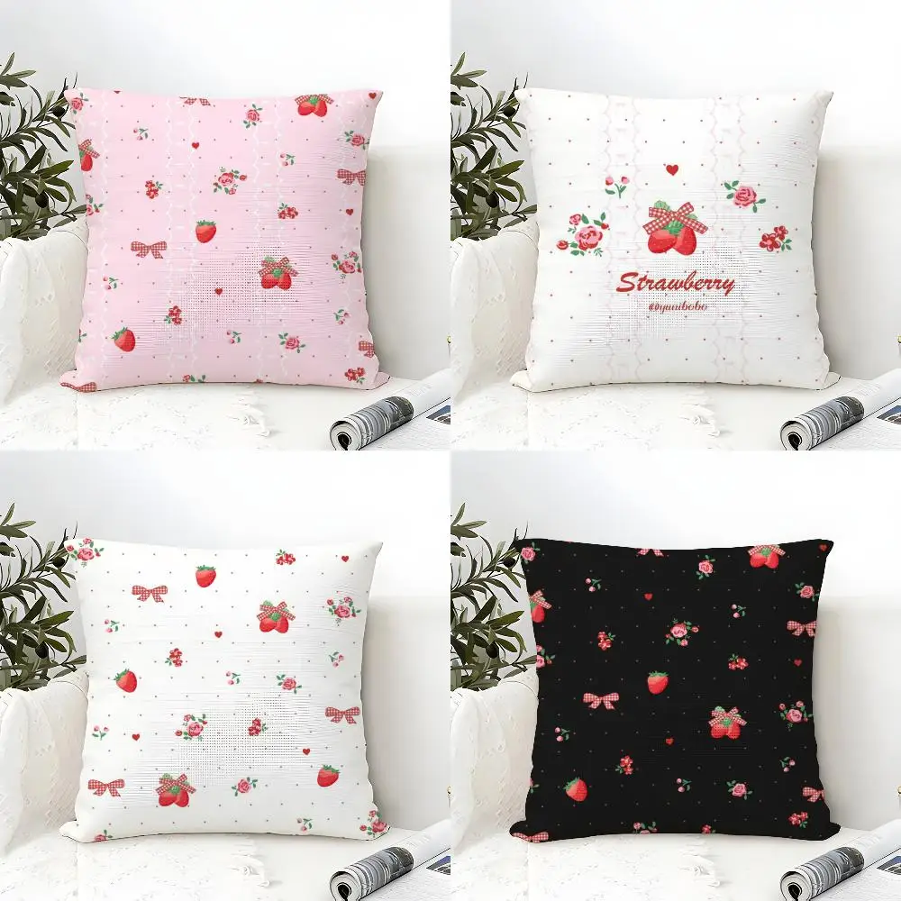 Cute Strawberry flowers Pillow Case linen pillow case sofa home decor cushion cover cushion cove