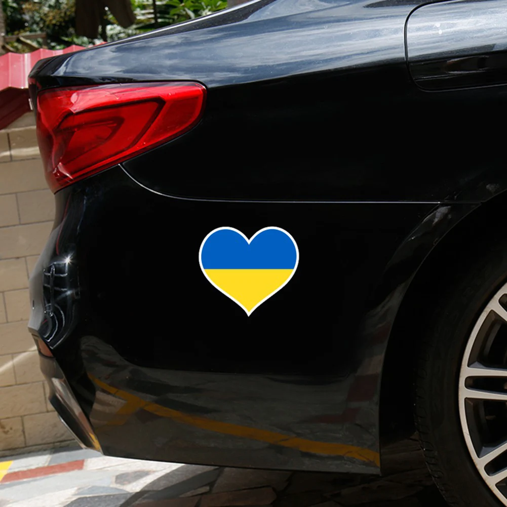 Heart Shape Ukrainian Flag Car Stickers Ukraine Auto SUV Window Laptop Decal