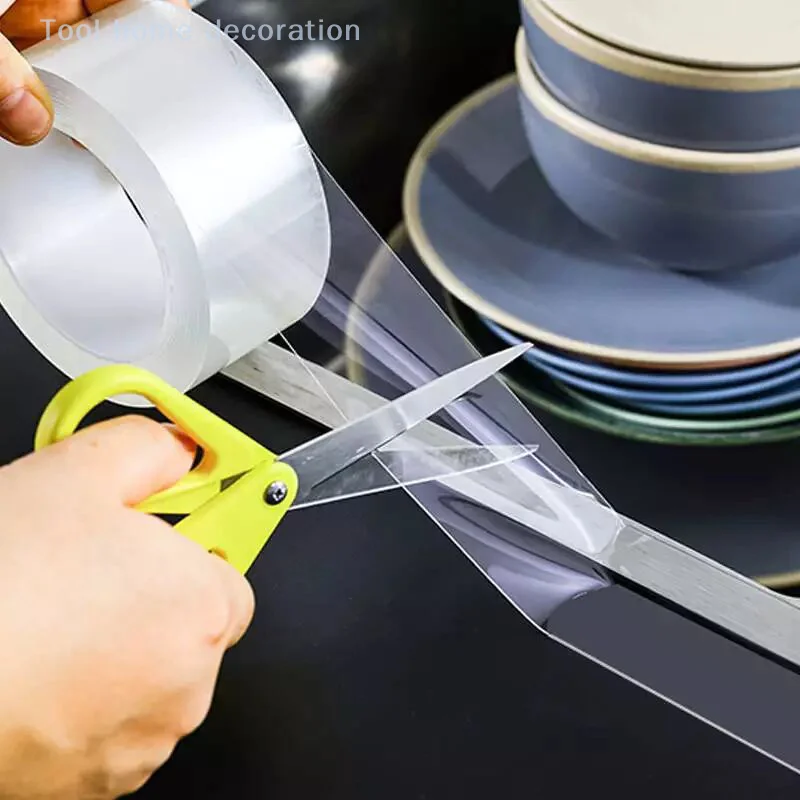 5 متر/10 متر جانب واحد ذاتية اللصق نانو الشريط مقاوم للماء ومقاومة للبقع المطبخ بالوعة الحمام السد قطاع شريط شفاف #5