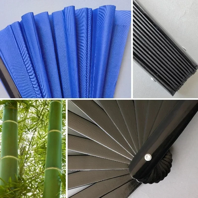 Folding Hand Fan Chinese Kung Fu Tai Chi Fan Nylon-Cloth Bamboo Fans For Performance Dance  Festival Gift