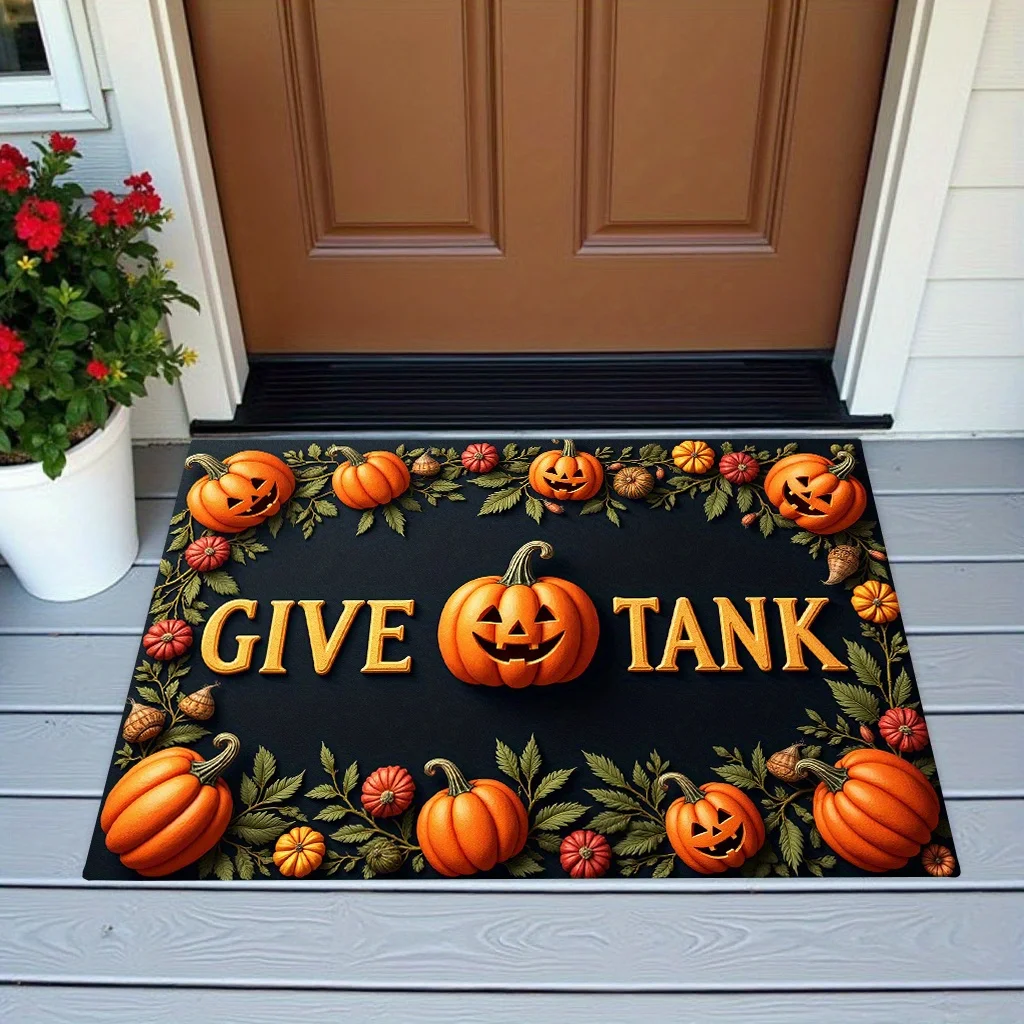 Thanksgiving Pumpkin Element Non Slip Doormat Classic Fall Festive Decor Suitable for Household Indoor Entry and Front Porch Use