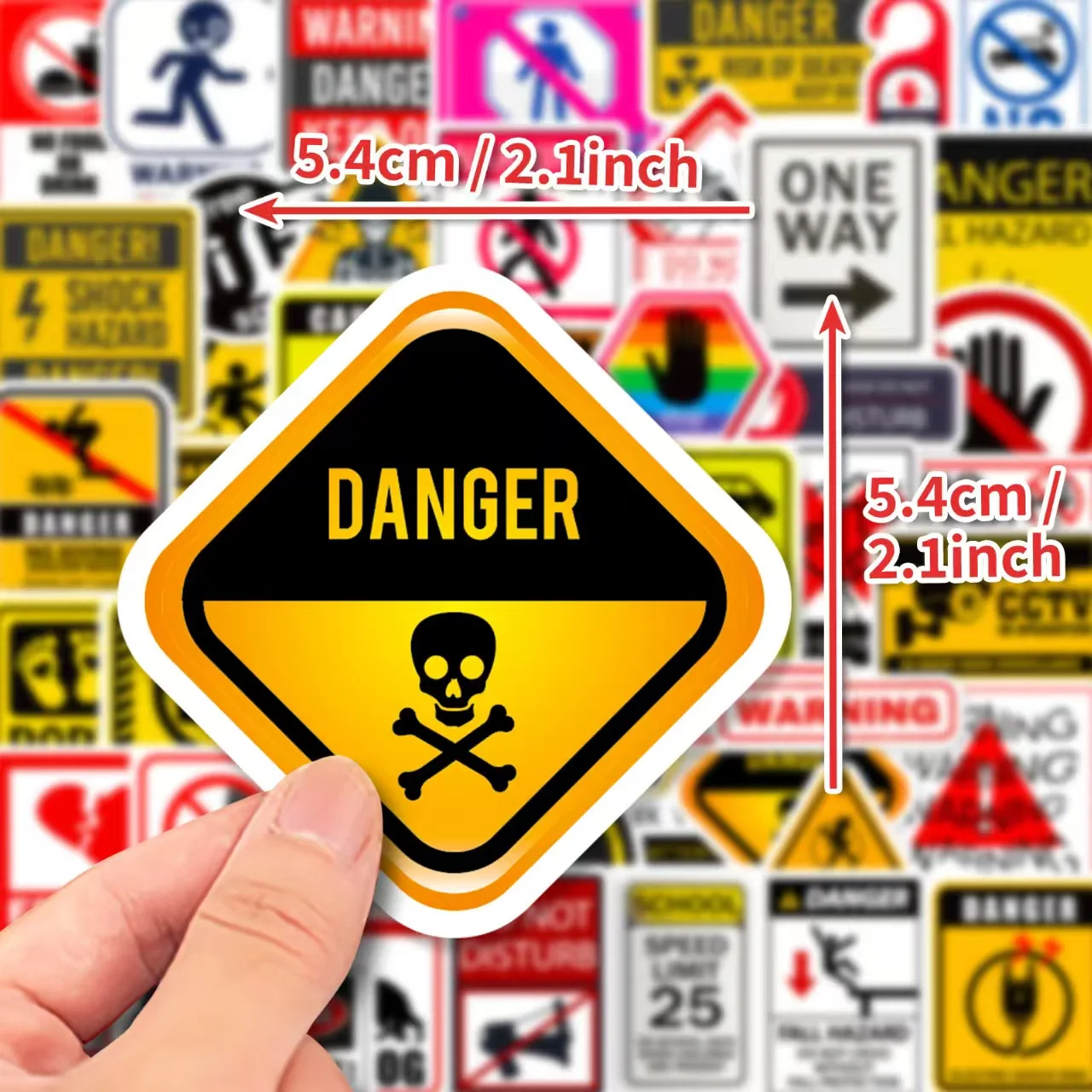 

100 realistic warning signs, best-selling children's object recognition stickers English early childhood education stickers