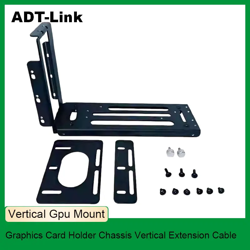 ADT-Link Graphics Card Vertical Gpu Mount +GEN4 PCIE 4.0/3.0 16X Riser Extender Cable Vertical Mounting Bracket gpu support