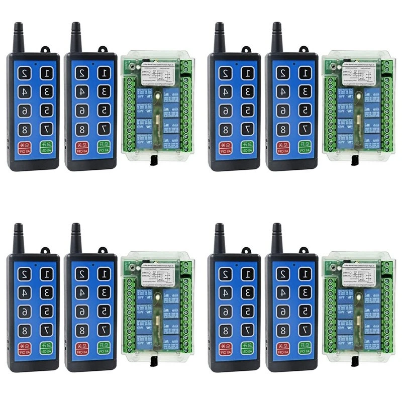T24C 4X 8 Channel Wireless Rf Remote Control Switch 12V/24V/36V 433Mhz Remote Cont Remote Motor Control Switch DC9V-72V