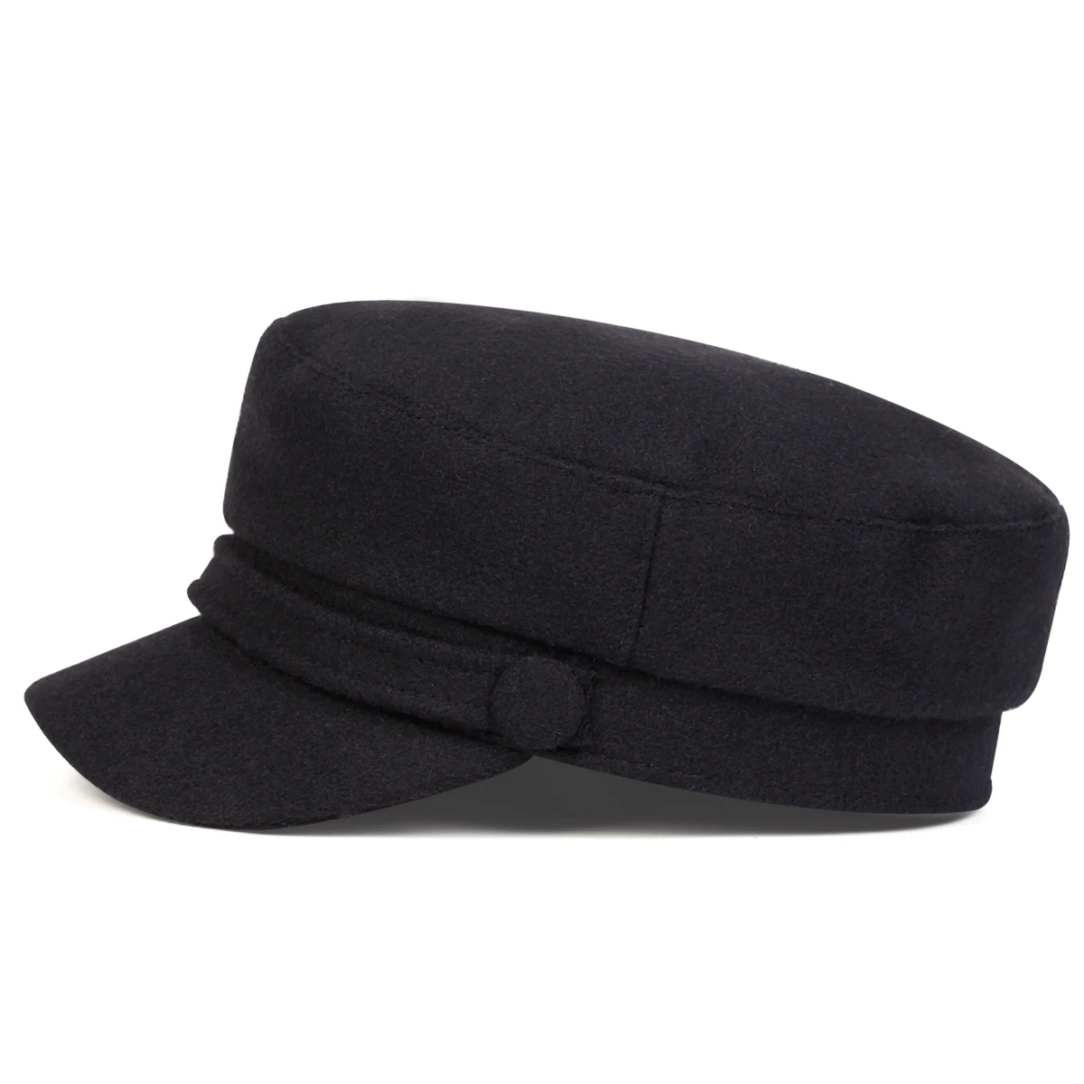Unisex Solid Color Imitation Wool Military Hats Flat Top Baseball Caps For Women Outdoor Sports Military Hats Cadet Sunscreen Ha