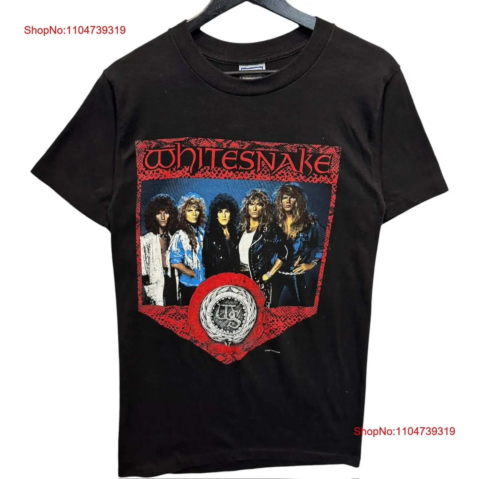 

Винтажная футболка Whitesnake North American Tour 80-х годов, черная мужская большая винтажная стираная дизайнерская одежда, повседневная мягкая уличная одежда