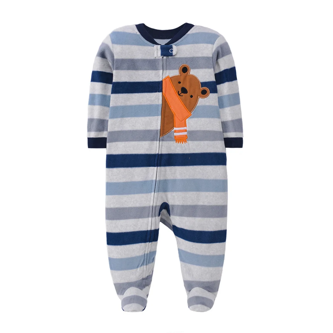 2024 Baby Pajamas Fleece Newborn Girls Warm Romper Deer Winter Underwear One Piece Overalls Boys Outfits Infants Clothes Bear