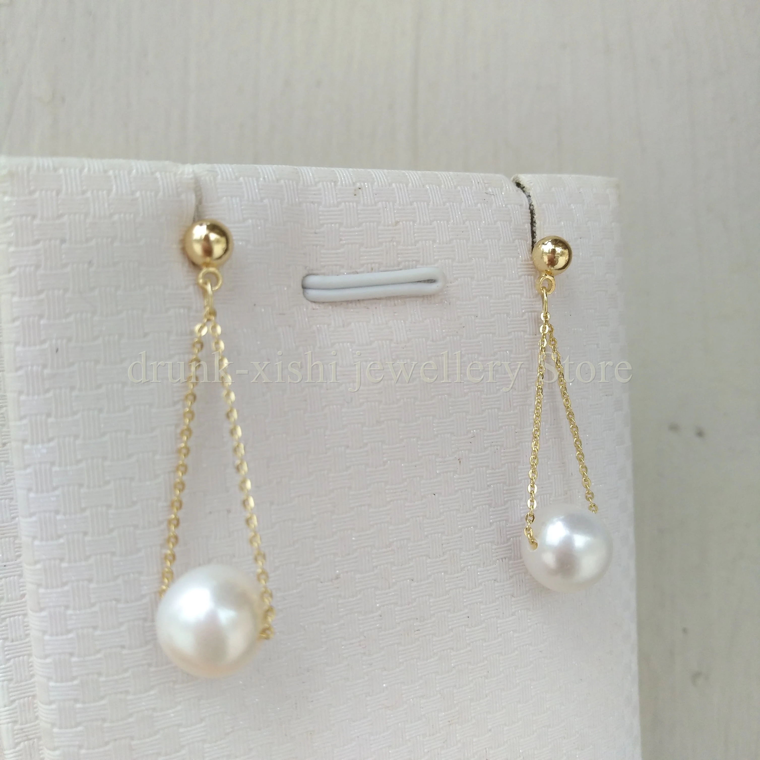 

OL Vintage AAA+ South Sea 9-10mm Pearl White Stud Dangle Earrings Unique For Women Wedding Party Imitation Free Shipping