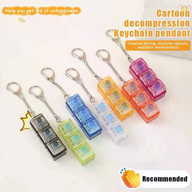 LED Finger Keyboard Keycap Stress Relief Fidget Keychain Mechanical Keyboard Tester Decompression Toy For Adults Children
