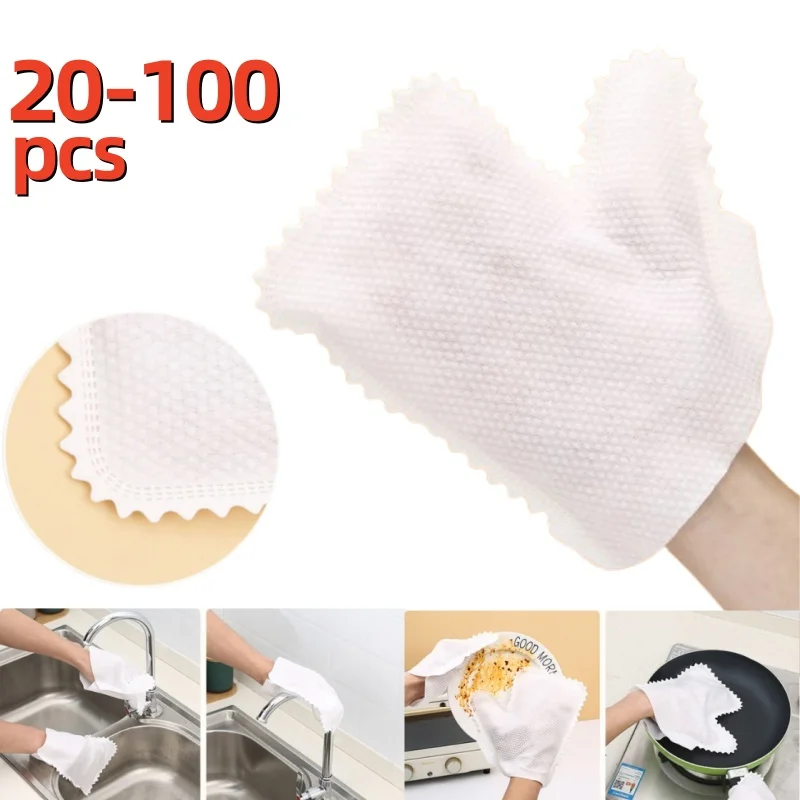 

20-100pcs Non-woven Dust Cleaning Gloves Reusable Fish Scale Cleaning Duster Gloves Household Kitchen Cleaning Tool