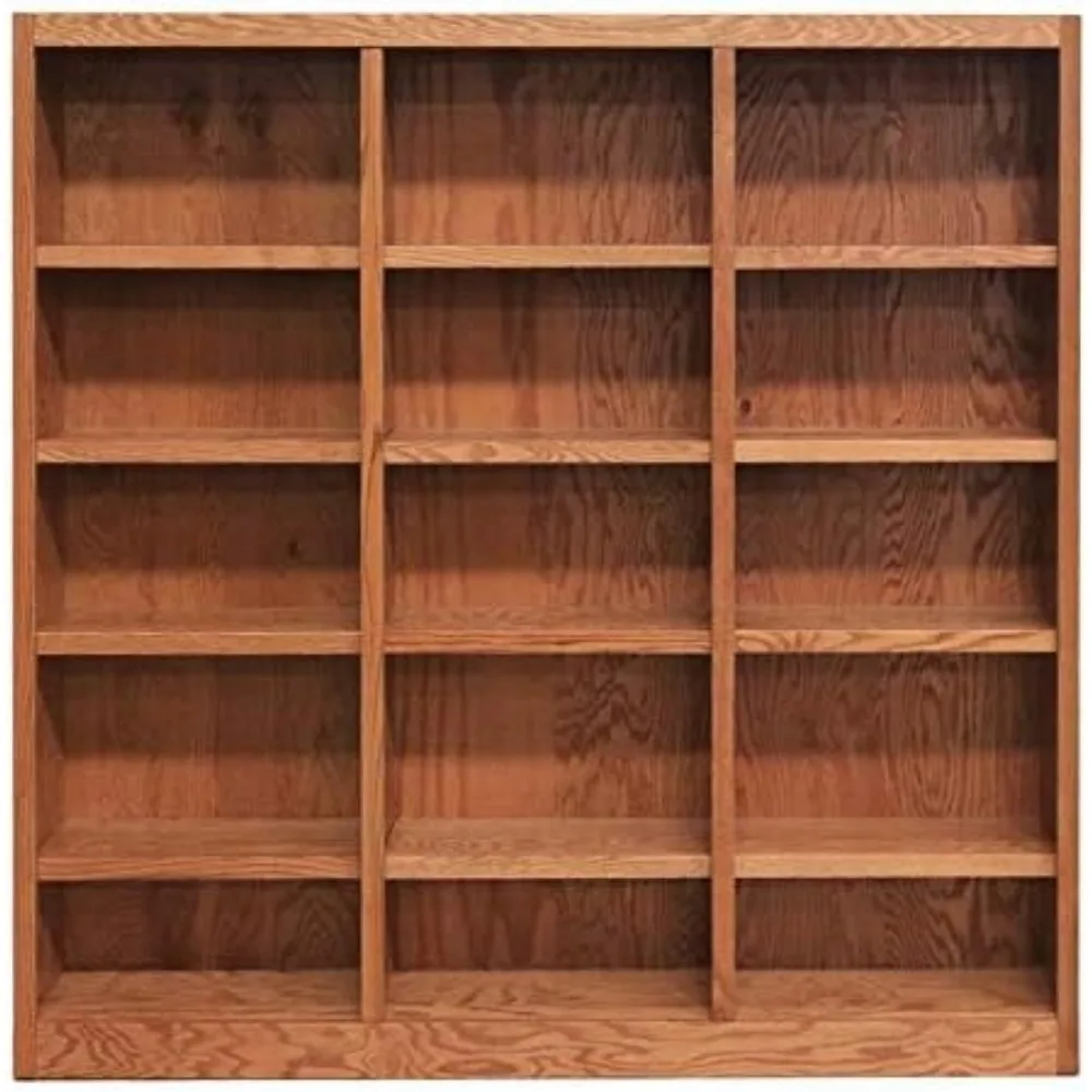 

Традиционный трехэтажный широкий деревянный книжный шкаф 72 дюйма с 12 регулируемыми полками и 3 неподвижными полками, сборка необходима, книжный шкаф