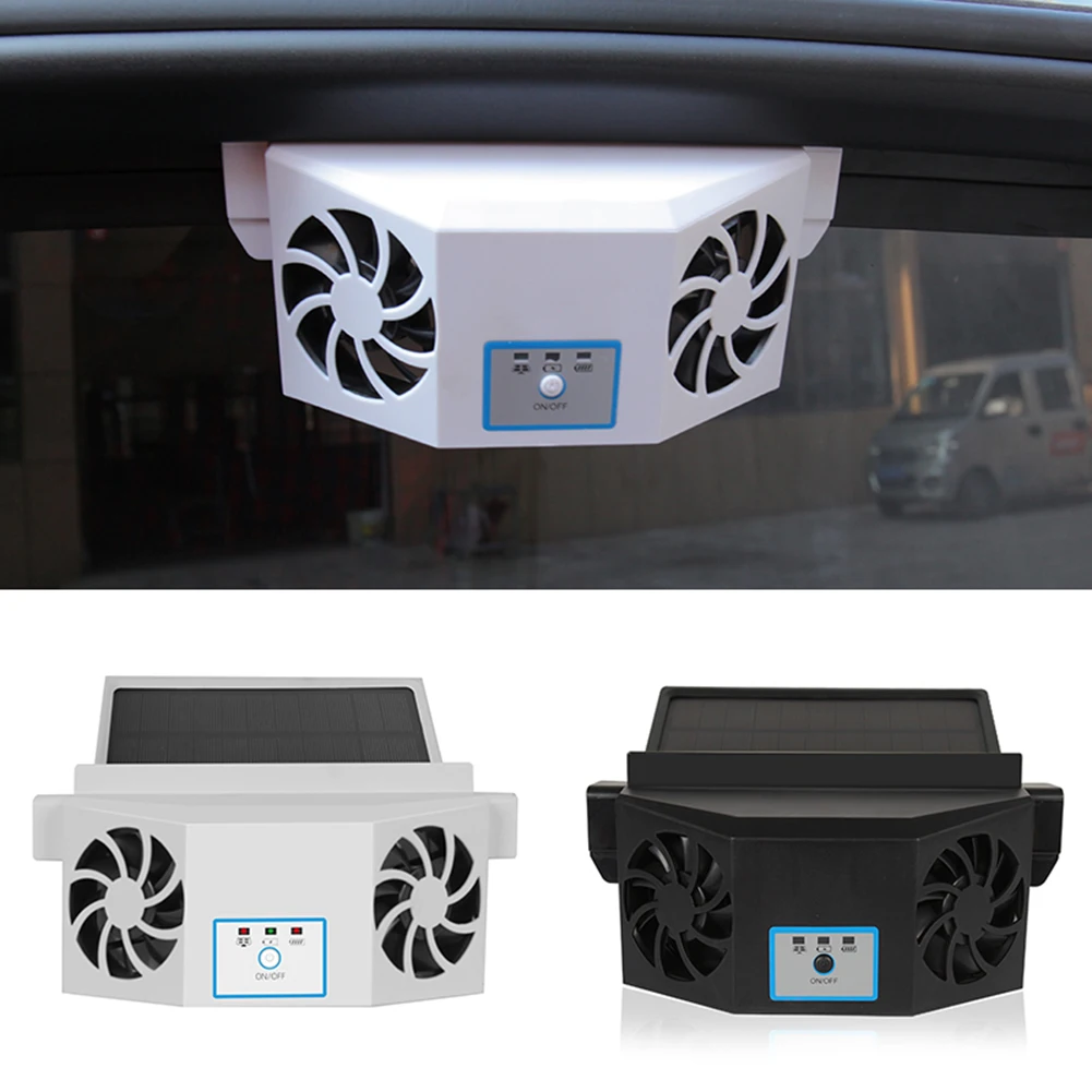 Solar Powered Car Cooler Front/Rear Window Radiator Fan Vent Air Exhaust Radiator Cooling Fan Radiator Ventilation System