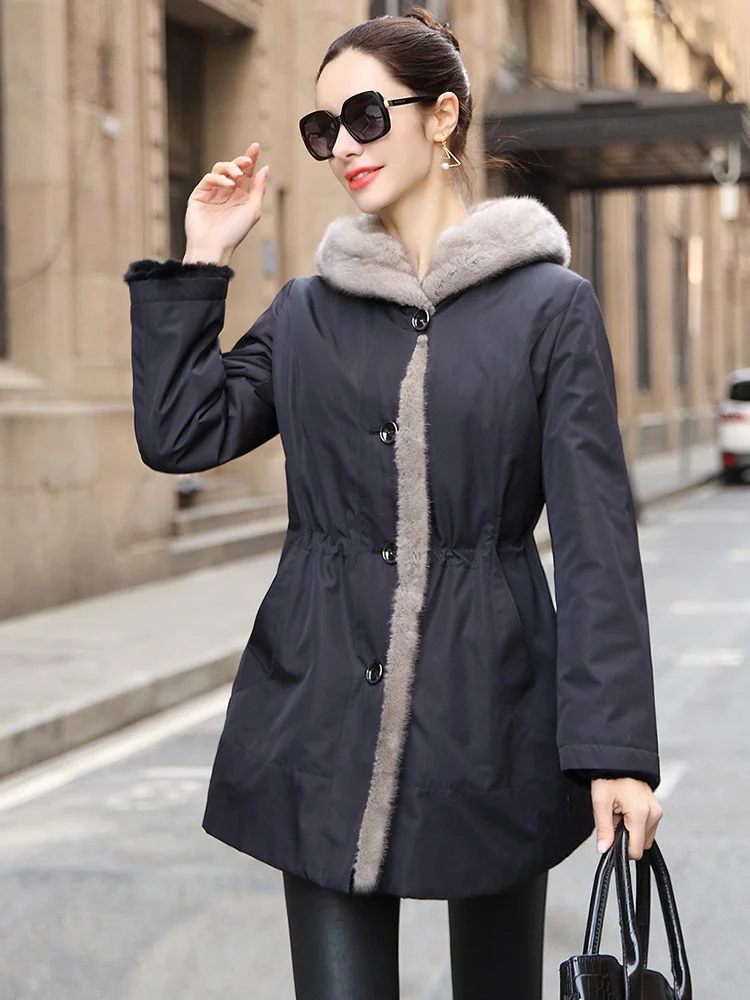 

New Patty 2022 Mink Fur Grass Coat Whole Mink Inner Tank Sect Overcoming Fur Nick Coat Women 8H40