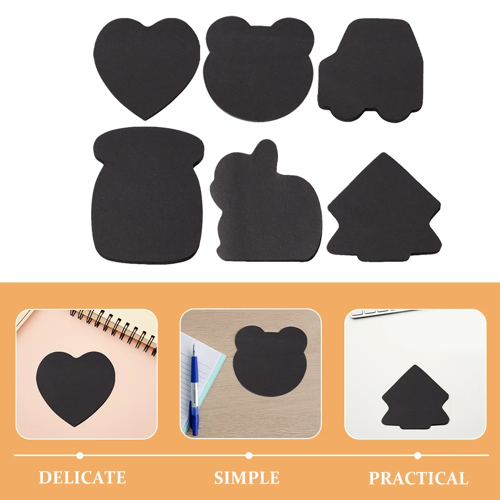 6 Stuks Zwart Papier Kladblok Draagbare Scheurbare Sticky Memo Pads Creatieve Kantoor Studie Notities Zelfklevende Multifunctionele Kleine