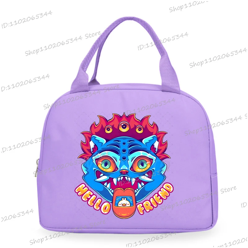 กระเป๋าใส่อาหารกลางวันลายการ์ตูนอนิเมะสำหรับผู้หญิงและเด็ก ลายกราฟิกตลก กระเป๋าเก็บอุณหภูมิแบบหนา