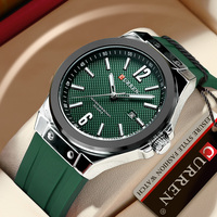 CURREN Brand Men's Fashion Watch Waterproof Male Quartz Wristwatches Sport Silicone Strap Durable Military Clock 2024 New